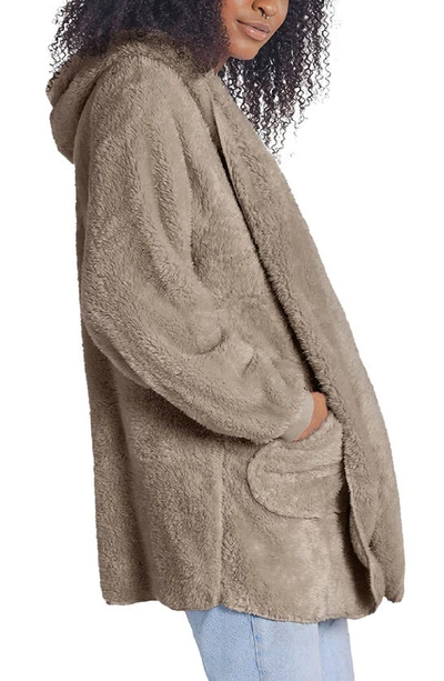Shop Unhide Shleepy Hooded Fleece Wrap In Taupe Ducky