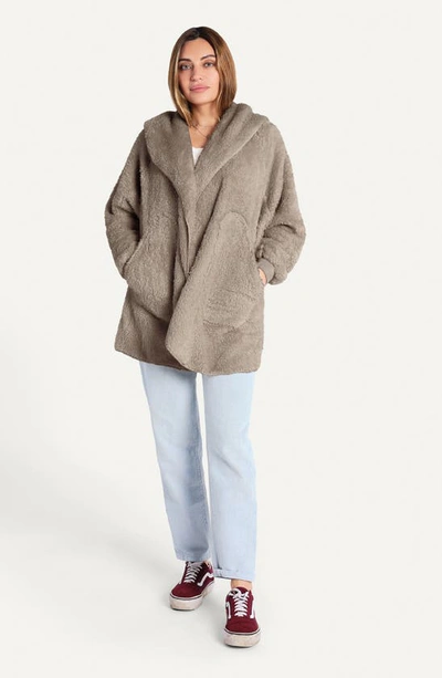 Shop Unhide Shleepy Hooded Fleece Wrap In Taupe Ducky