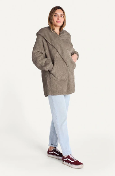 Shop Unhide Shleepy Hooded Fleece Wrap In Taupe Ducky