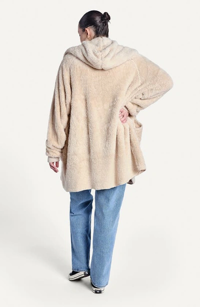 Shop Unhide Shleepy Hooded Fleece Wrap In Beige Bear