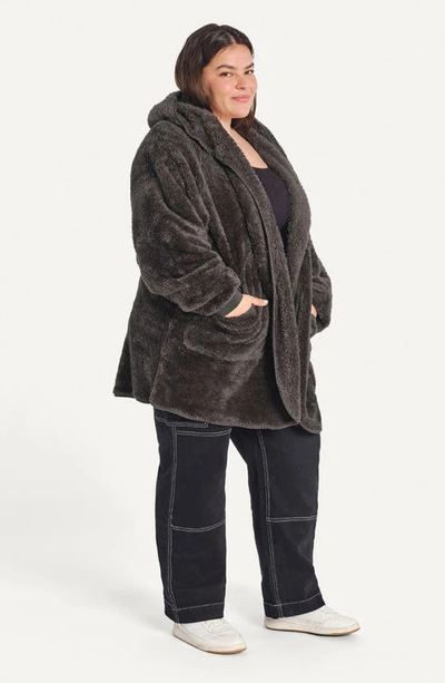 Shop Unhide Shleepy Hooded Fleece Wrap In Charcoal Charlie