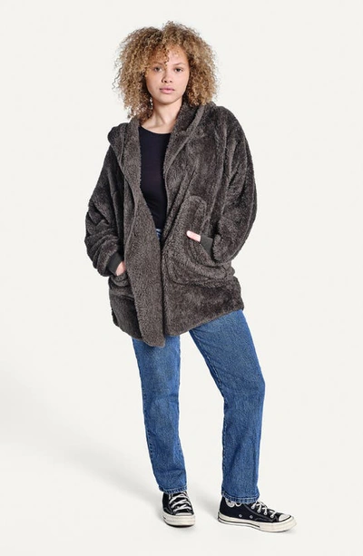 Shop Unhide Shleepy Hooded Fleece Wrap In Charcoal Charlie