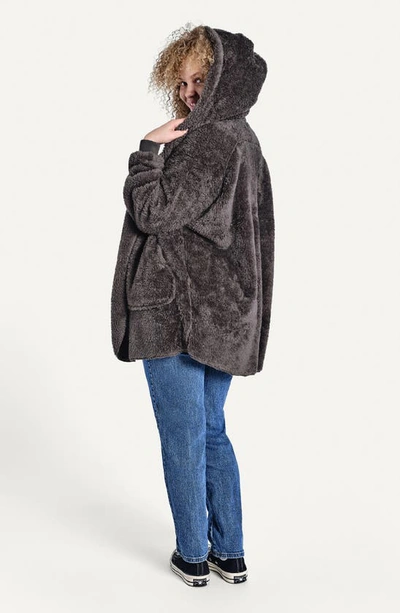 Shop Unhide Shleepy Hooded Fleece Wrap In Charcoal Charlie