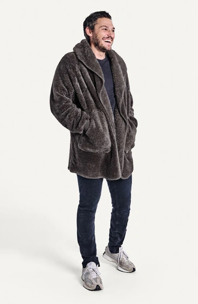 Shop Unhide Shleepy Hooded Fleece Wrap In Charcoal Charlie