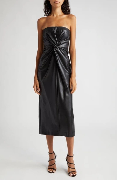 Shop Cinq À Sept Mckenna Strapless Faux Leather Dress In Black