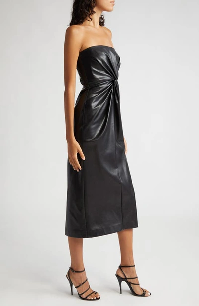 Shop Cinq À Sept Mckenna Strapless Faux Leather Dress In Black