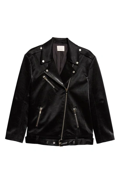 Shop Cinq À Sept Brice Faux Leather Moto Jacket In Black
