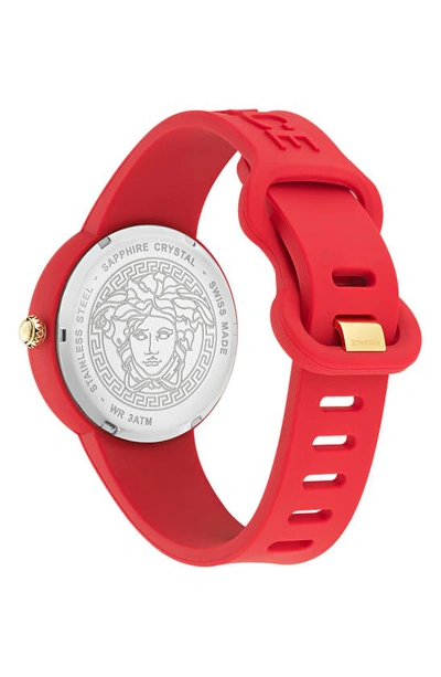 Shop Versace Medusa Pop Silicone Strap Watch, 39mm In Red