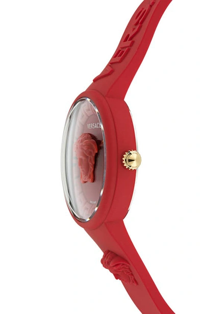 Shop Versace Medusa Pop Silicone Strap Watch, 39mm In Red