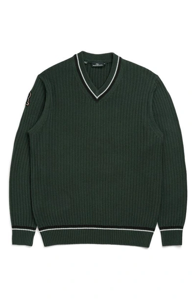 Shop Rodd & Gunn Little Bay Tipped V-neck Sweater In Forest