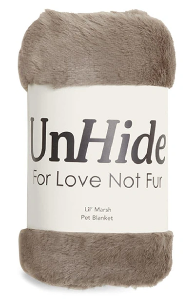 Shop Unhide L'il Marsh Fleece Pet Blanket In Taupe Ducky