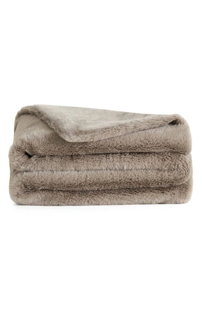 Shop Unhide L'il Marsh Fleece Pet Blanket In Taupe Ducky