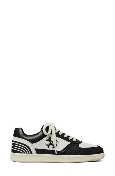 Shop Tory Burch Clover Court Sneaker In Purity / Perfect Black
