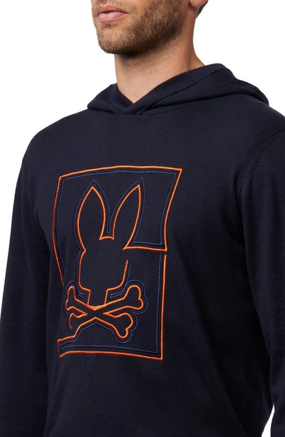Shop Psycho Bunny Chester Embroidered Hooded Sweater In Navy