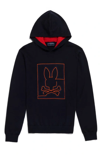 Shop Psycho Bunny Chester Embroidered Hooded Sweater In Navy