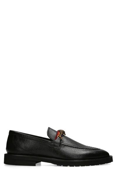 Kurt Geiger Ali Eagle Head Embellished Leather Loafers In Black