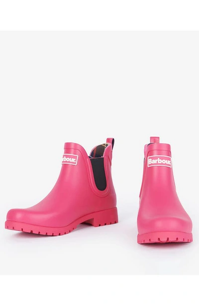Shop Barbour Wilton Chelsea Rain Boot In Pink Dahlia