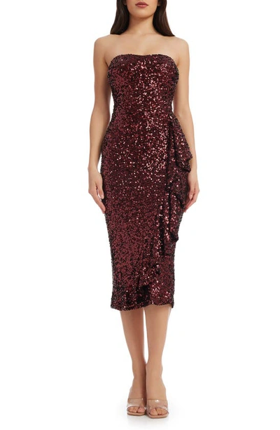Shop Dress The Population Alexis Sequin Strapless Sheath Dress In Port