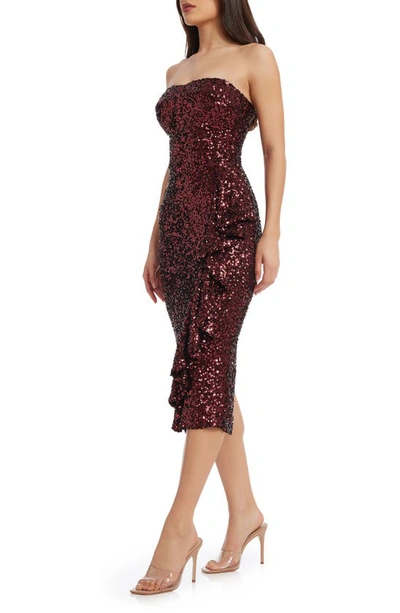 Shop Dress The Population Alexis Sequin Strapless Sheath Dress In Port