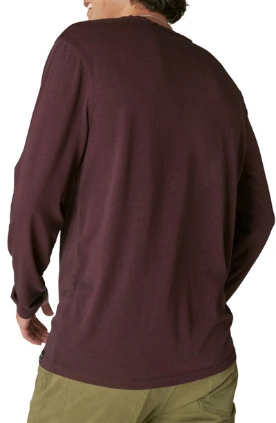 Shop Lucky Brand Venice Burnout Cotton Blend Long Sleeve T-shirt In Wine Tasting