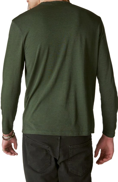 Shop Lucky Brand Venice Burnout Cotton Blend Long Sleeve T-shirt In Cypress