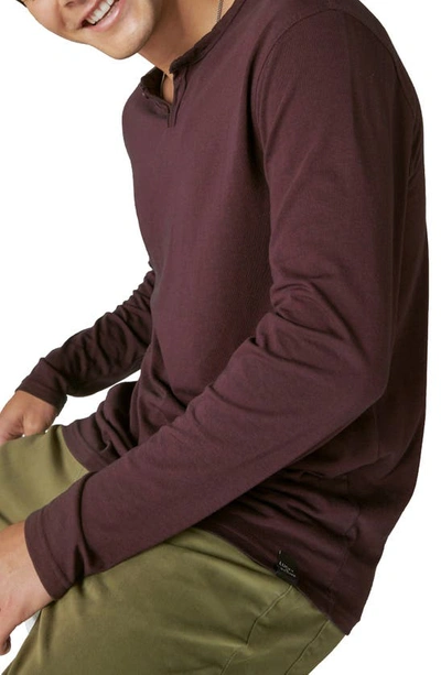 Shop Lucky Brand Venice Burnout Cotton Blend Long Sleeve T-shirt In Wine Tasting