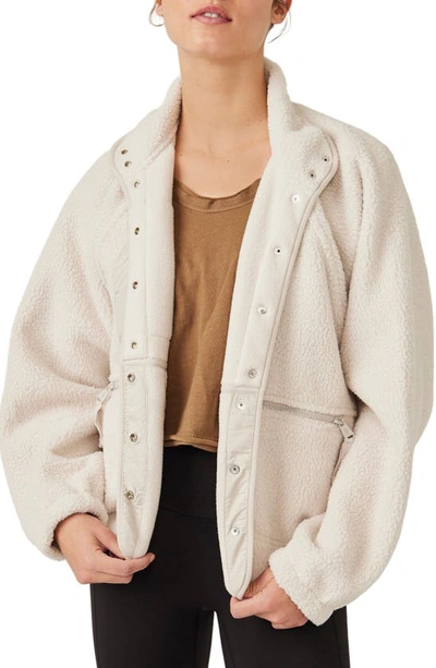 Shop Fp Movement Hit The Slopes Fleece Jacket In Muted Beige