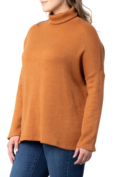 Shop Kiyonna Paris Turtleneck Tunic Sweater In Camel