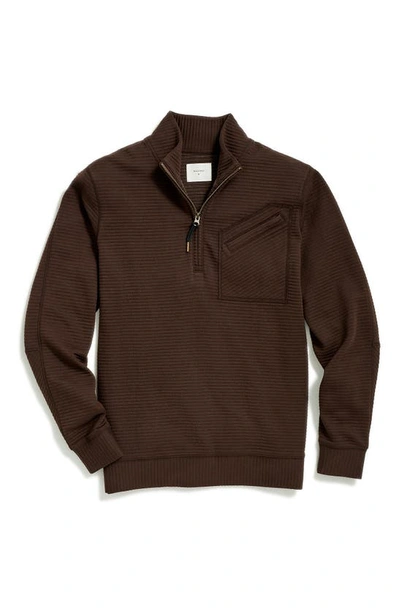 Shop Billy Reid Double Knit Half-zip Pullover In Chocolate