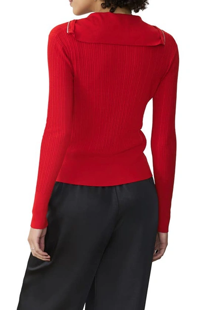 Shop Gstq Fine Rib Long Sleeve Quarter Zip Sweater In Valentine Red