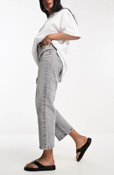 Shop Asos Design Crop Straight Leg Jeans In Grey