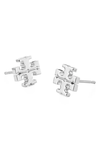 Tory Burch Kira Stud Earrings In Tory Silver