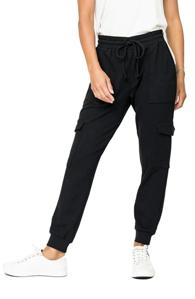 Gibsonlook Gigi Essential Soft Stretch Cotton Ponte Cargo Joggers In Black