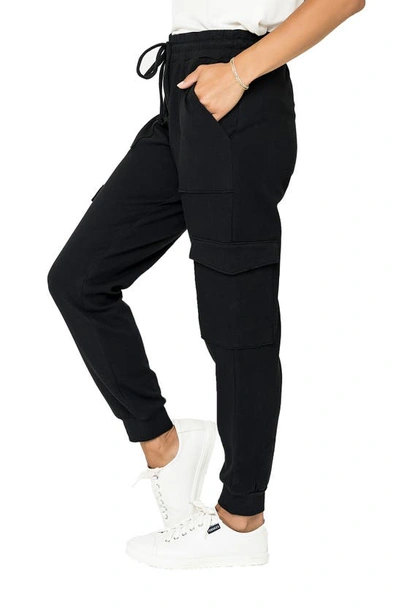 Gibsonlook Gigi Essential Soft Stretch Cotton Ponte Cargo Joggers In Black