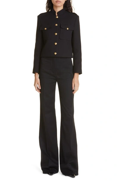 Shop Nili Lotan Christophe Wide Leg Virgin Wool Pants In Black