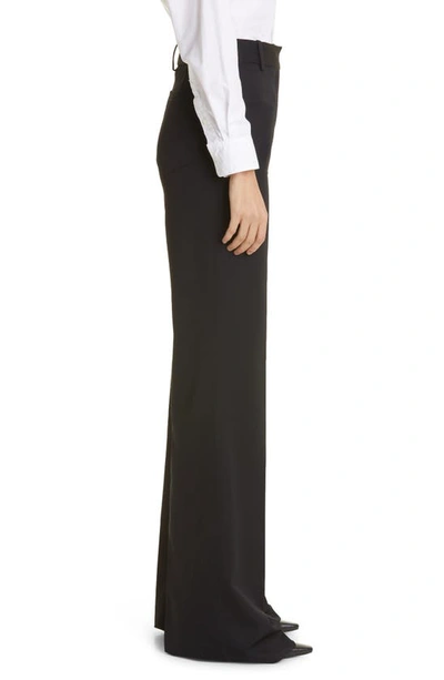 Shop Nili Lotan Christophe Wide Leg Virgin Wool Pants In Black