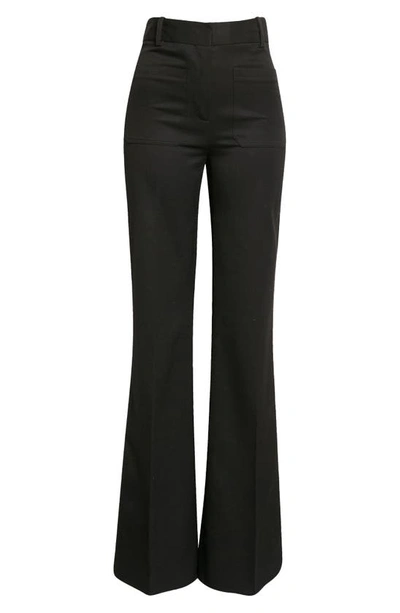 Shop Nili Lotan Christophe Wide Leg Virgin Wool Pants In Black