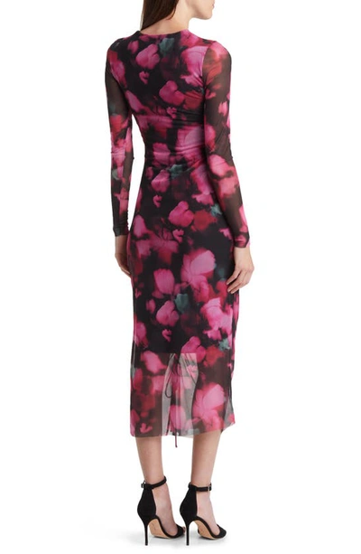 Shop Ted Baker Lilzaan Floral Ruffle Long Sleeve Body-con Dress In Pink