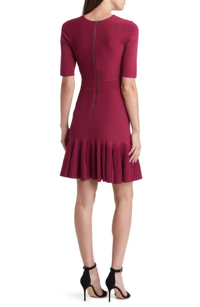 Shop Ted Baker Josafee Pleated Fit & Flare Sweater Dress In Dark Red