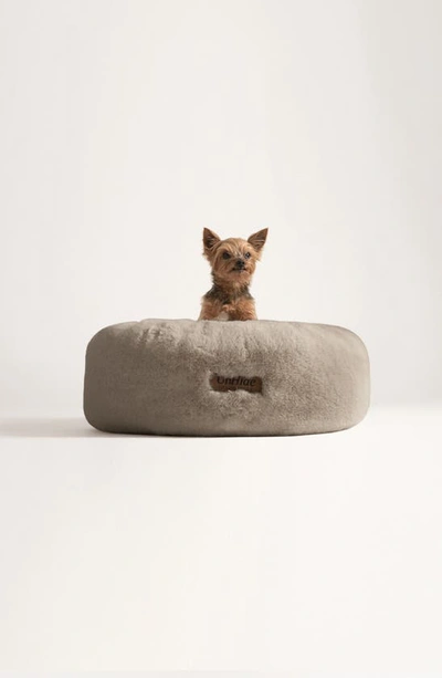 Shop Unhide Faux Fur Pet Bed In Taupe Ducky