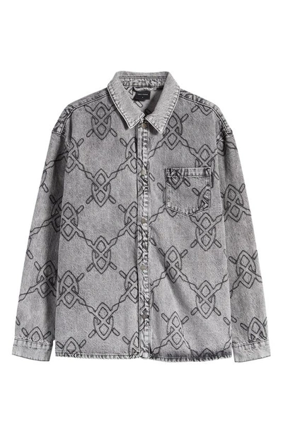 Shop Daily Paper Rahul Denim Button-up Shirt Jacket In Mid Grey