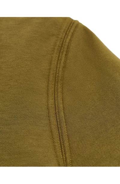 Shop Billy Reid Dover Crewneck Sweatshirt With Leather Elbow Patches In Olive Drab