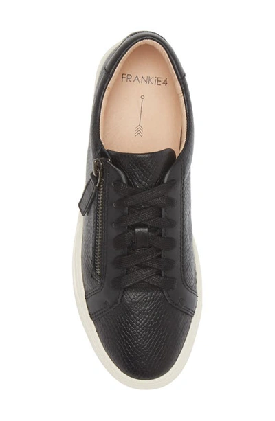 Shop Frankie4 Billie Zip Sneaker In Black Reptile Embossed
