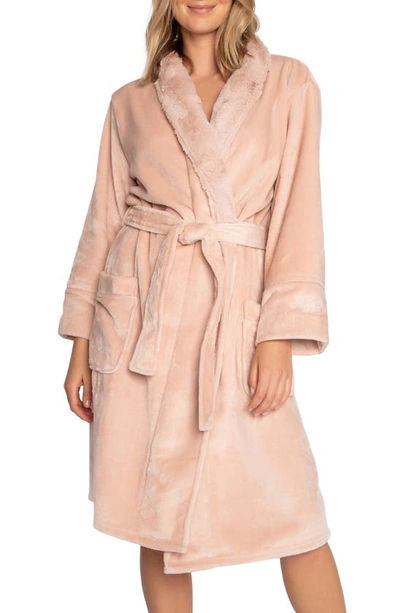 Shop Pj Salvage Luxe Plush Faux Fur Trim Robe In Blush