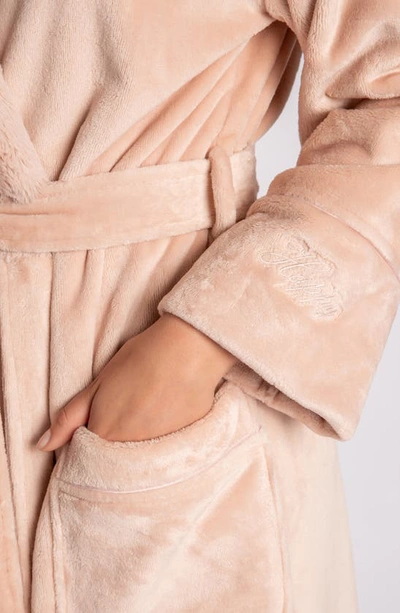 Shop Pj Salvage Luxe Plush Faux Fur Trim Robe In Blush