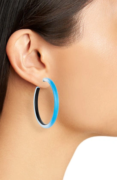 Shop Alexis Bittar Skinny Hoop Earrings In Neon Blue