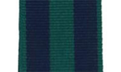 Shop Trafalgar Balint Stripe Grosgrain Suspenders In Green And Navy
