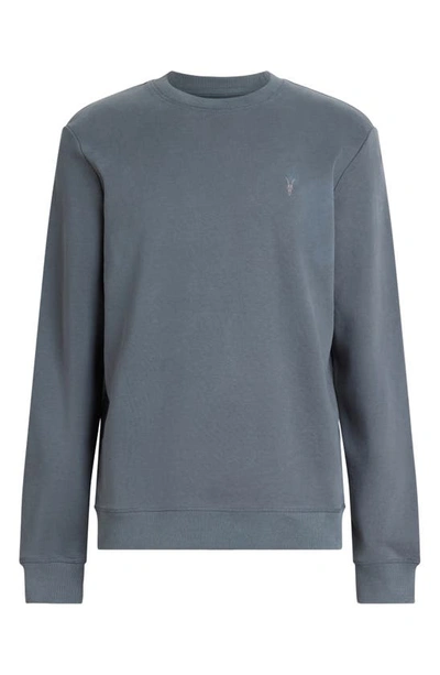 Shop Allsaints Raven Slim Fit Crewneck Sweatshirt In Beetle Blue