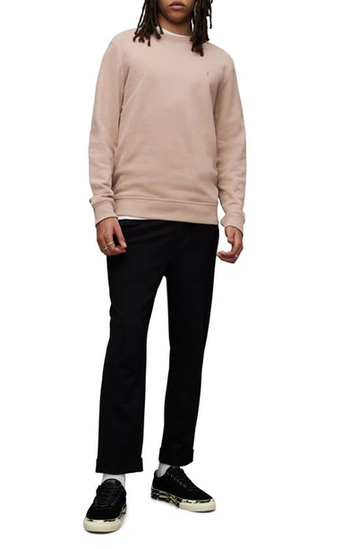 Shop Allsaints Raven Slim Fit Crewneck Sweatshirt In Pale Rose Pink