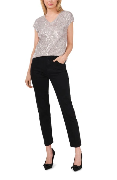 Shop Vince Camuto Sequin Cap Sleeve Top In Silver
